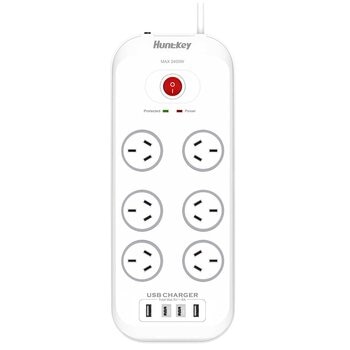 Huntkey 6 Outlets Surge Protector Powerboard 2 Pack SAC607C