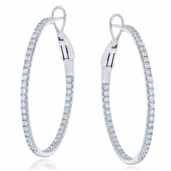 18KT White Gold VS2 I 1.60ctw Diamond Hoop Earrings 18KT White Gold VS2 I 1.60ctw Diamond Hoop Earrings