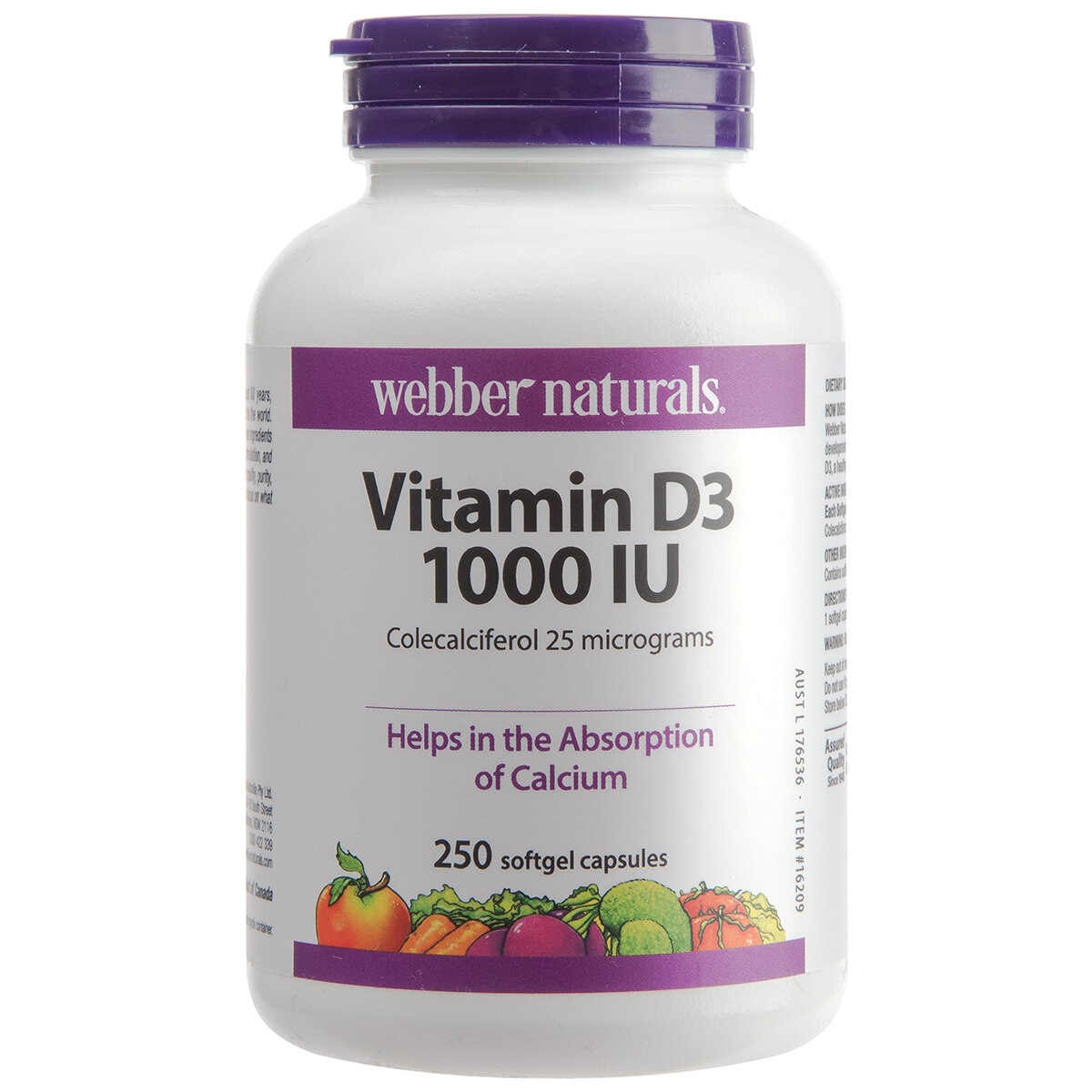 Webber Naturals Vitamin D 1000 IU 250 Softgel Capsules
