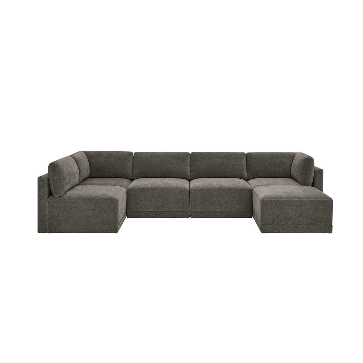 Thomasville 6PC Fabric Modular Sectional with Ottoman Grey