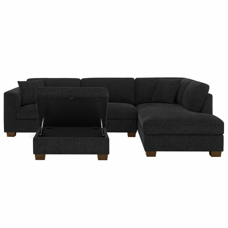 Thomasville 3 Piece Fabric Sectional With Storage Ottoman Thomasville 3 Piece Fabric Sectional With Storage Ottoman