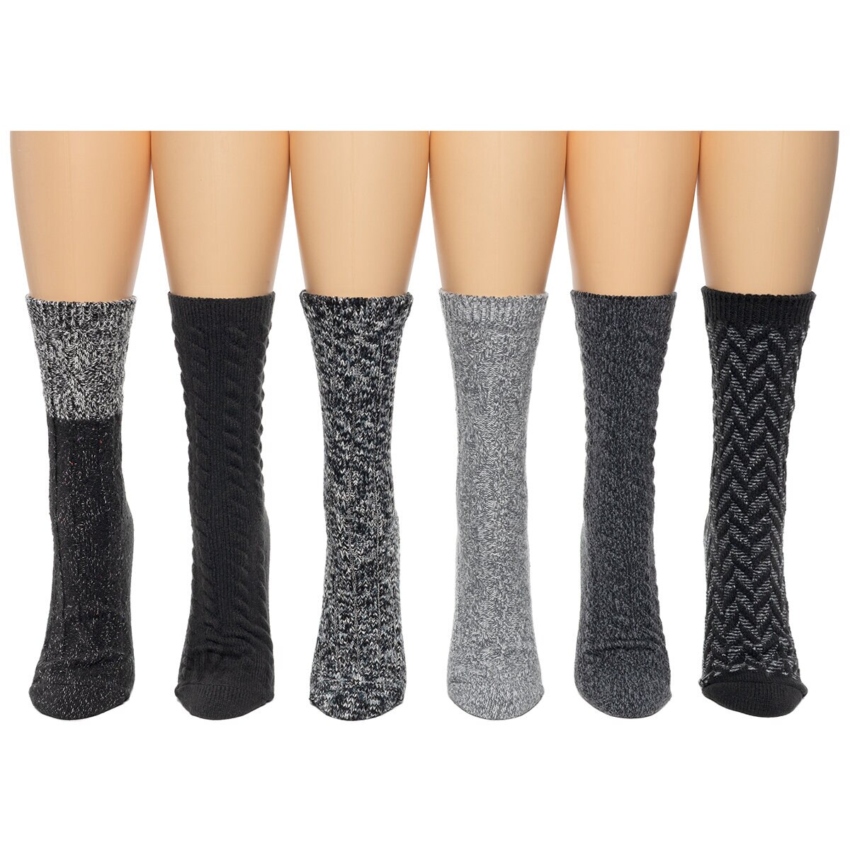Bearpaw Women's Boot Sock 6 Pack Dark
