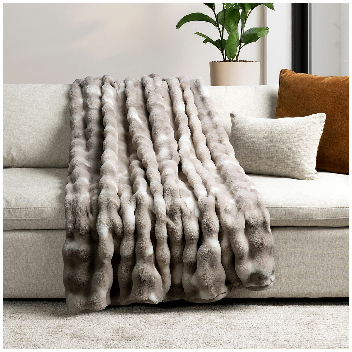 House & Home Bubble Faux Fur Throw 152cm x 177cm