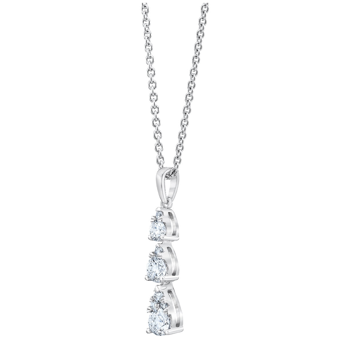 18KT White Gold 0.40CTW 3 Tier Diamond Pendant