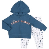 Peanut Shell 2pc Baby Set - Navy Hood/Print Pants