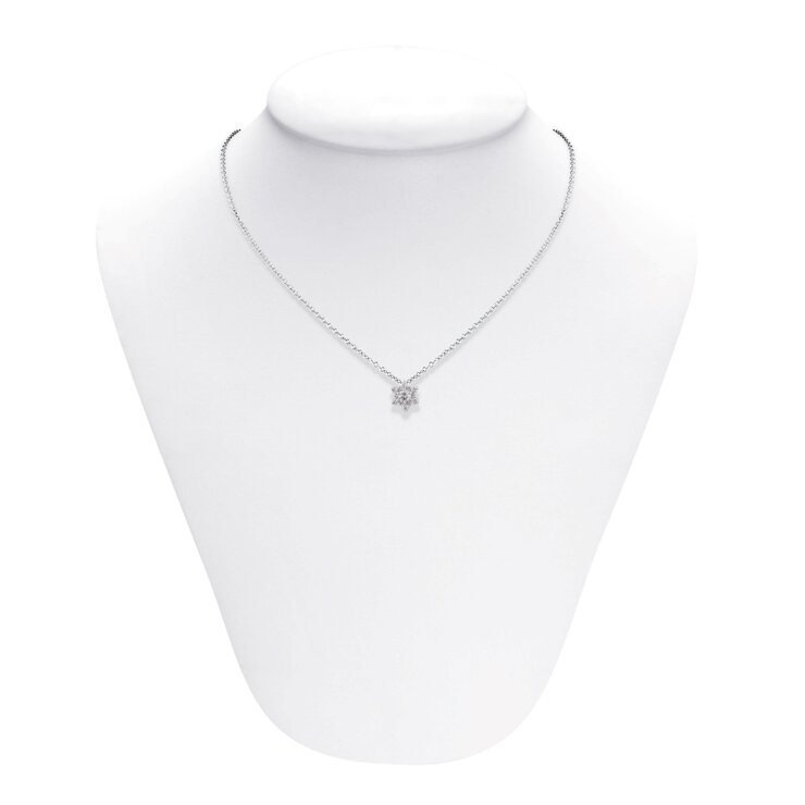 14KT White Gold 0.25CTW Diamond 6 Petal Flower Pendant