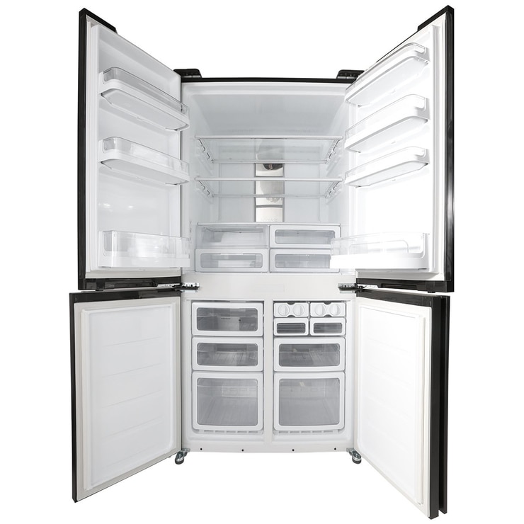 Sharp 676L French 4 Door Refrigerator Glass Black SJFJ676VBK Costco