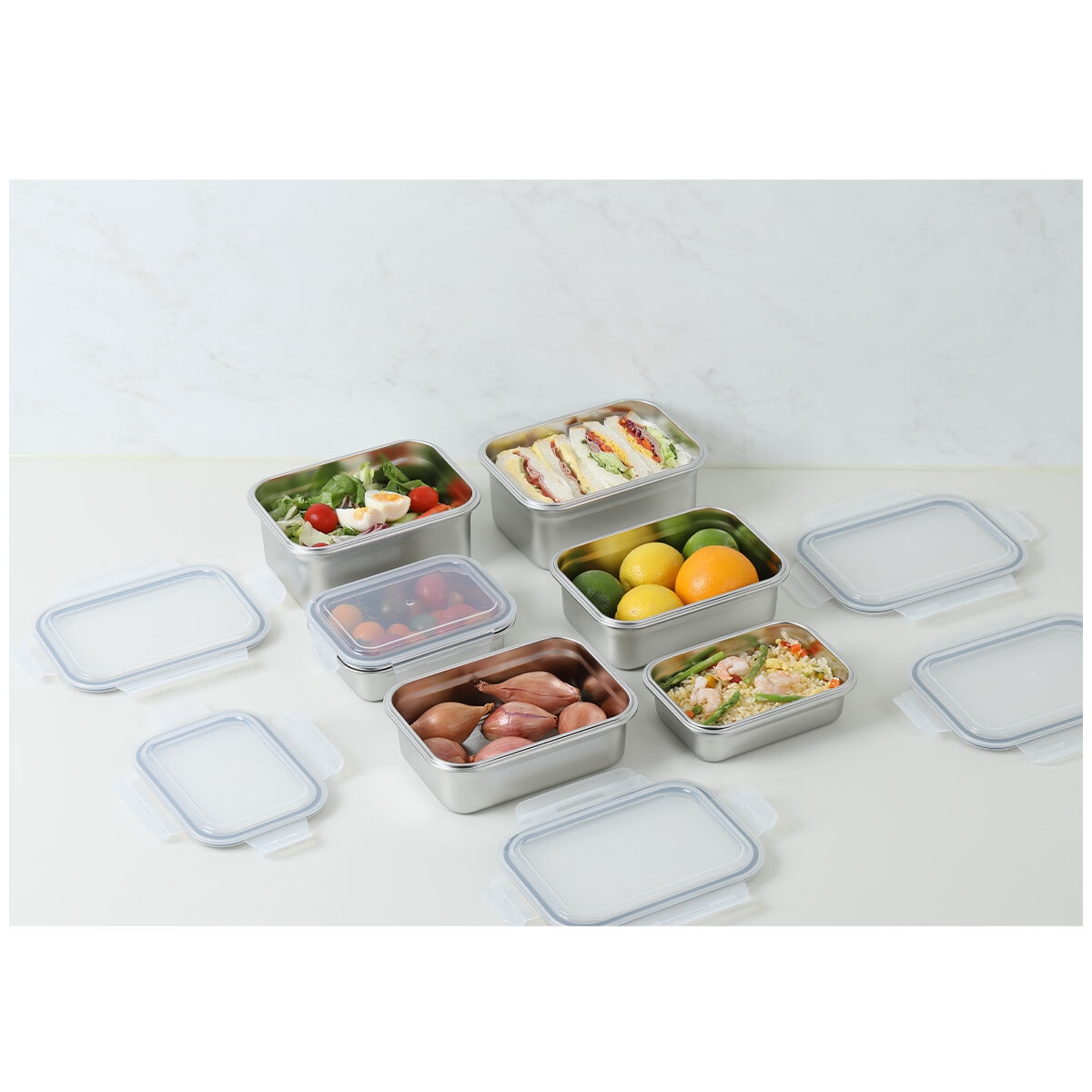 Neoflam Stainless Steel Container Microwavable 12 Piece Set