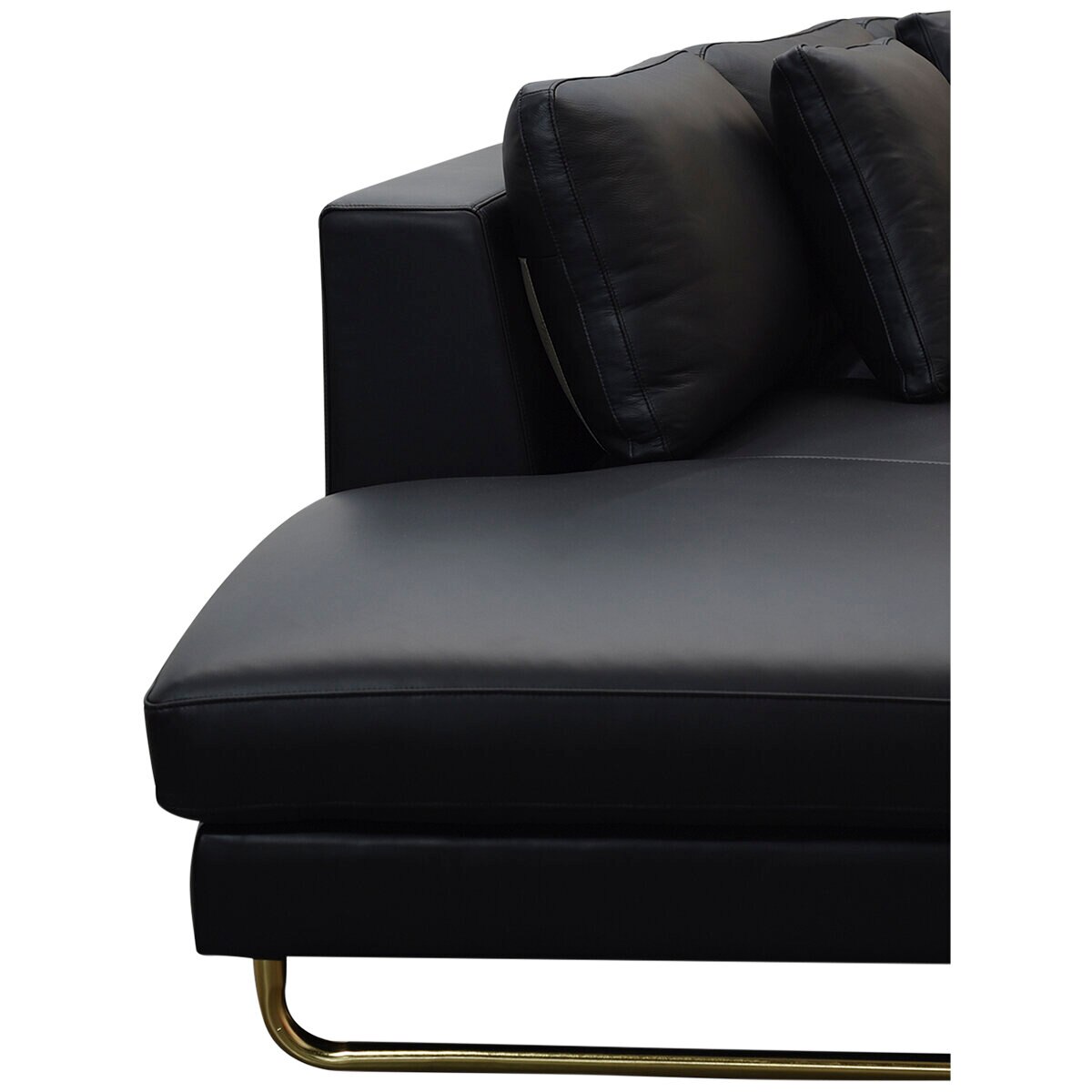 Moran Arcadia Extended Leather Chaise Sofa Onyx