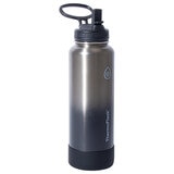 ThermoFlask Double Wall Stainless Steel Bottles With Spout And Straw Lid 2 Pack Black And Blue