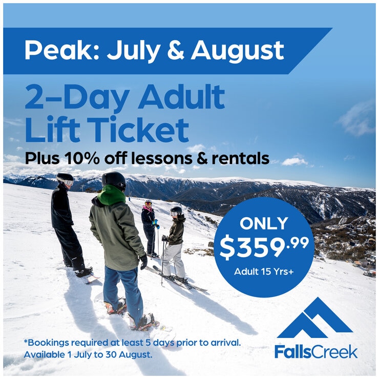 Falls Creek Lift Ticket Peak Season Adult 2 Day Falls Creek Lift Ticket Peak Season Adult 2 Day