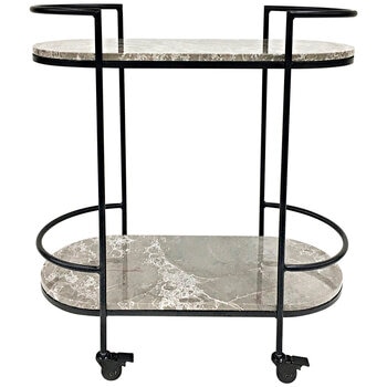 CAFE LIGHTING & LIVING Southside Grey Marble Bar Cart Black