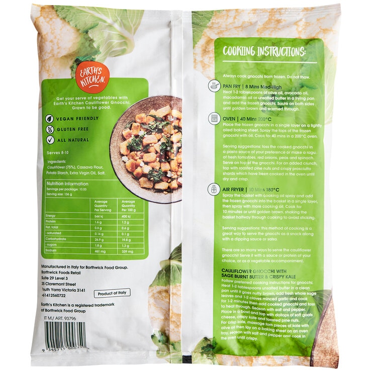 Earth's Kitchen Cauliflower Gnocchi 1.36kg