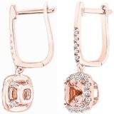 18KT Rose Gold 0.33ctw Round Diamond Morganite Drop Earrings