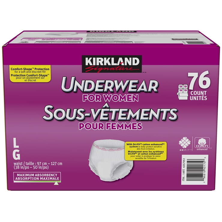 Kirkland Signature Women's Incontinence Underwear Large to XLarge 4 x