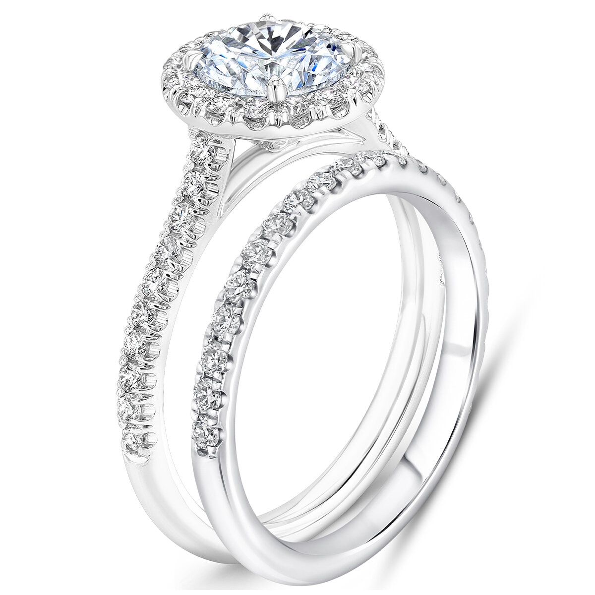 18KT White Gold 1.68ctw Diamond Bridal Set With 1.00ctw Centre