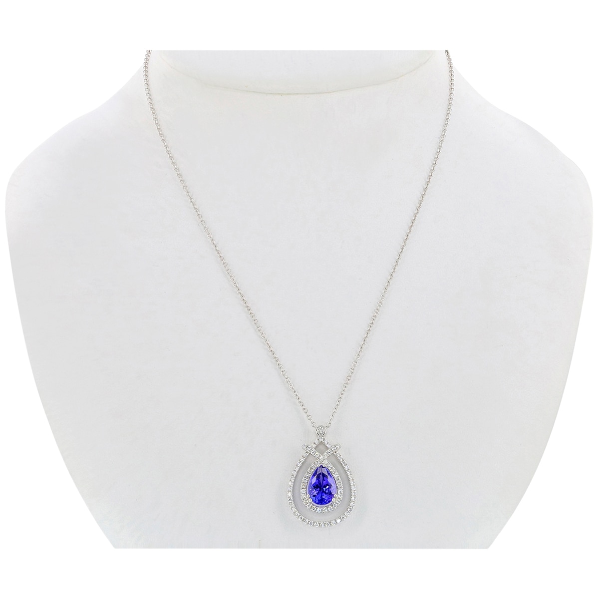 18KT White Gold Tanzanite and Diamond Pendant