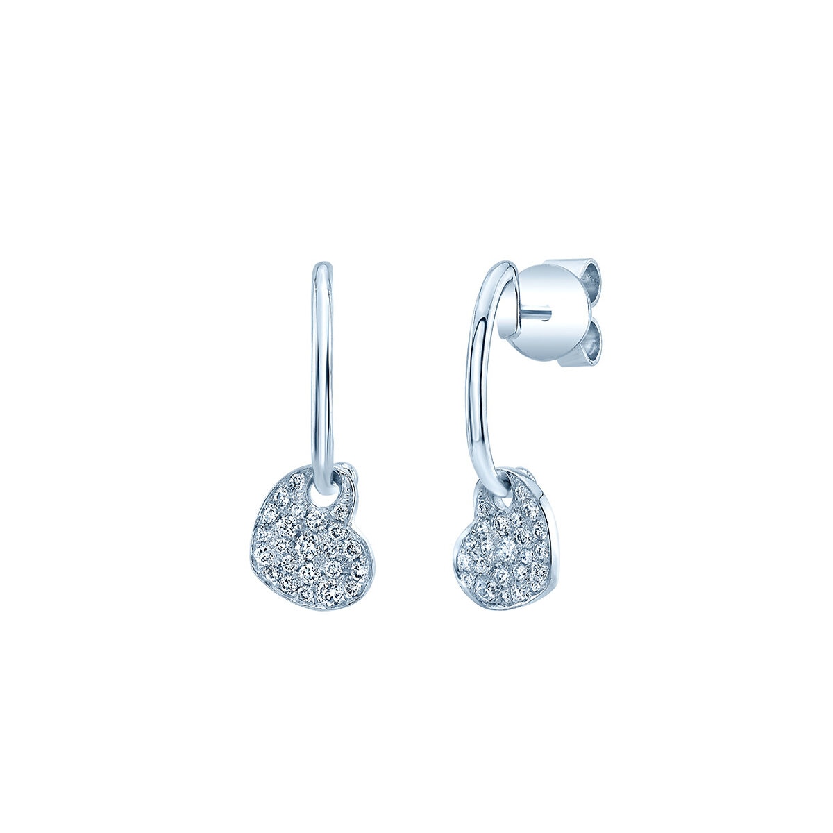 18KT White Gold 0.23CTW Diamond Cluster Heart Earrings/