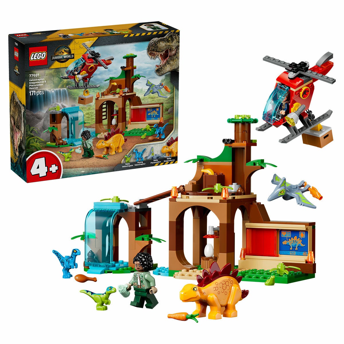 LEGO Jurassic World Velociraptor, Stegosaurus and Pteranodon Rescue 77981