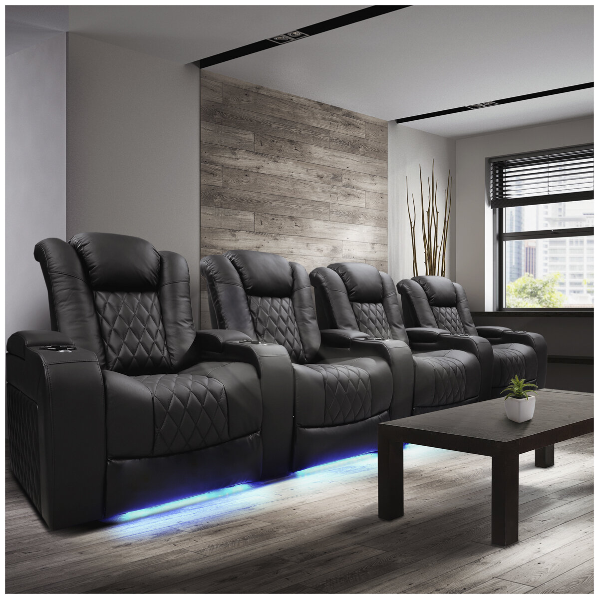 Valencia Home Theatre Tuscany Edition 4 Seater Black