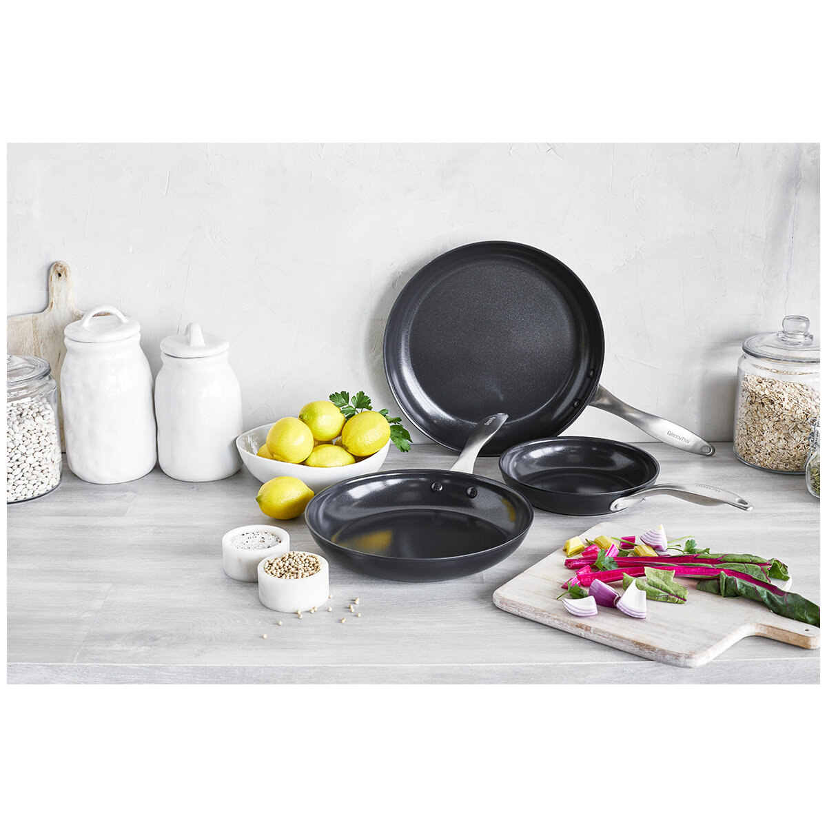 GreenPan Black Pro Ceramic Non-Stick Frypans 3 Piece Set