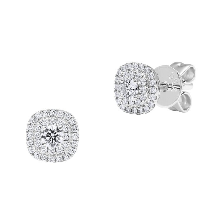18KT White Gold 0.45ctw Diamond Cluster Stud Earrings 18KT White Gold 0.45ctw Diamond Cluster Stud Earrings
