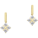 18KT Yellow Gold 0.60ctw Round Brilliant Cut Diamond Quatrefoil Cross Earrings