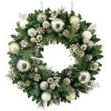 CGH 76.2cm Pre-Lit Decorated Holiday Wreath Metallic