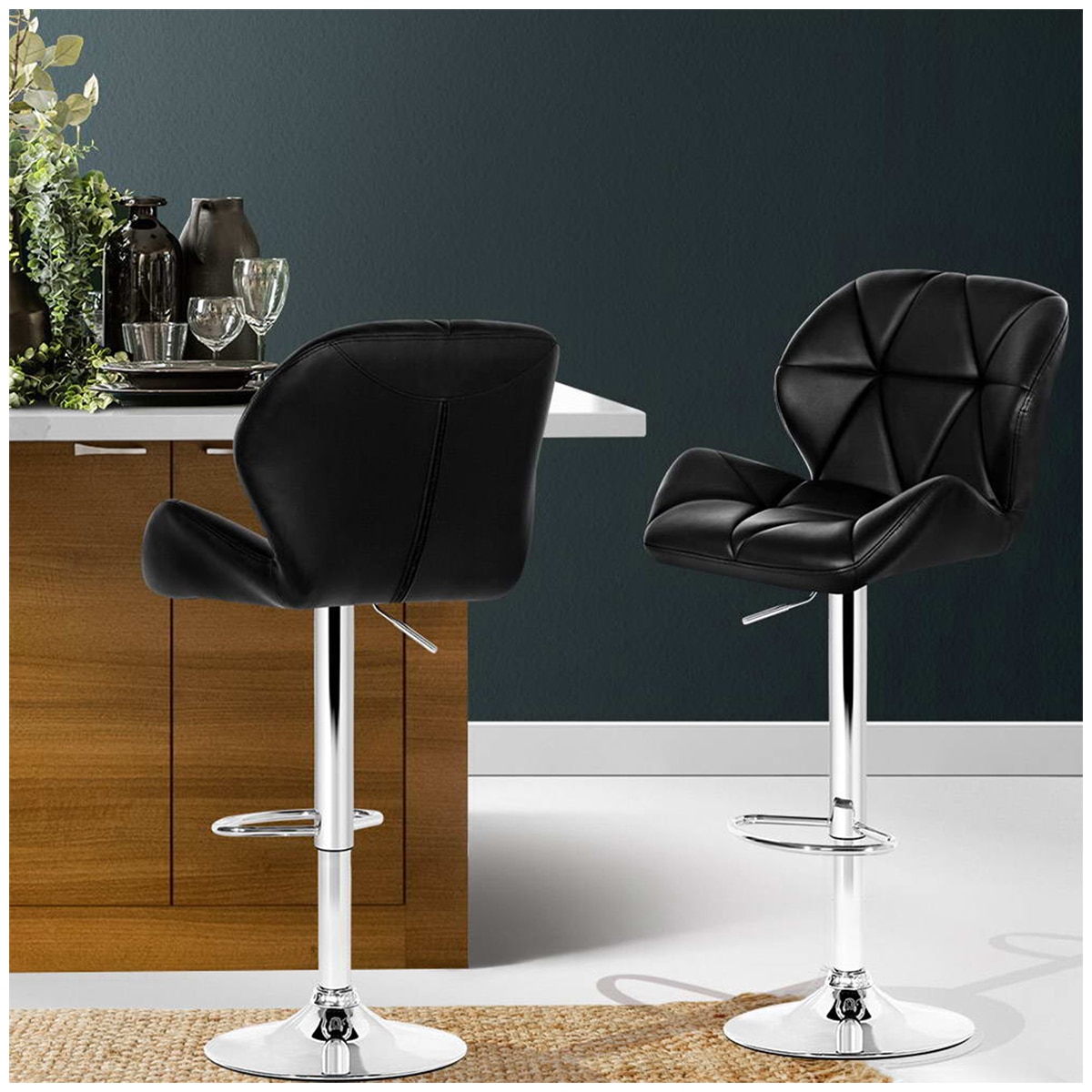 Artiss Black Gaslift Swivel Barstool 2 pack