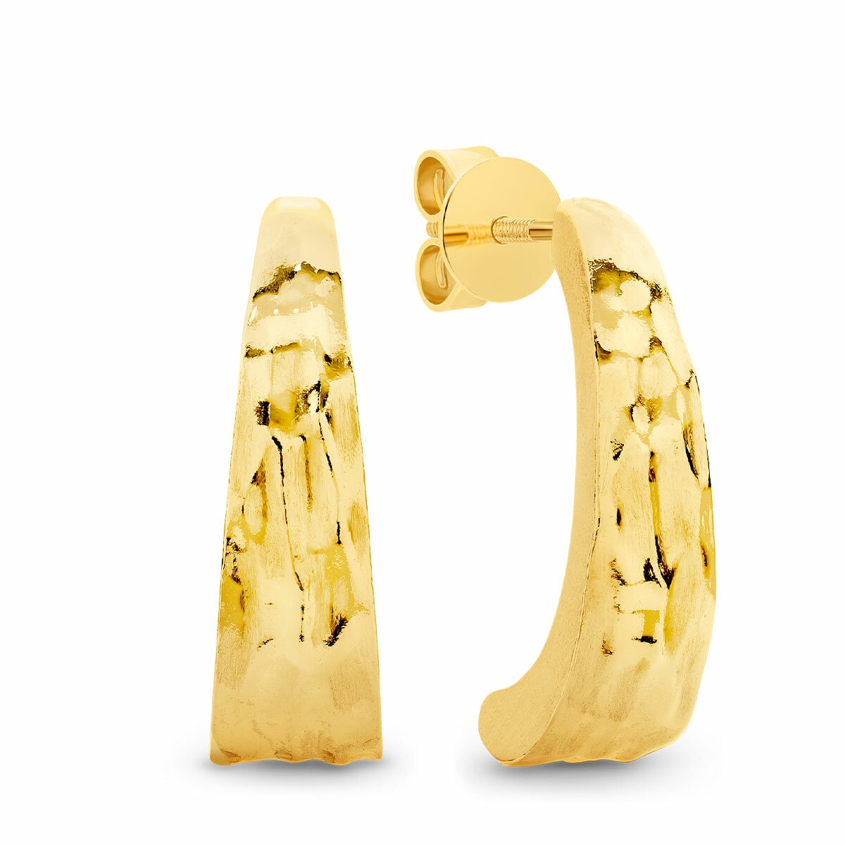 24KT Yellow Gold Textured Half Hoop Earrings