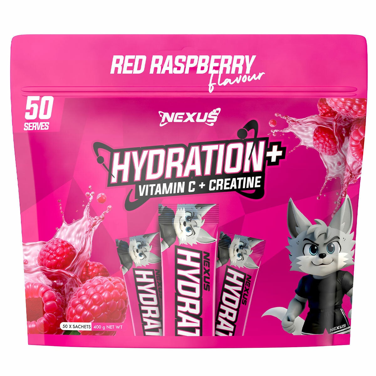 Nexus Hydration+ Vit C + Creatine Red Raspberry 50 Serves