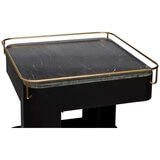 Wine Stash Miniature Bar Cart with Marble Top Black