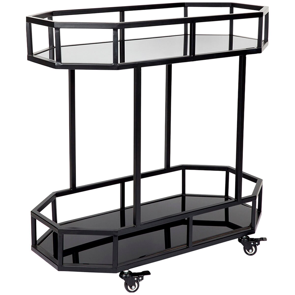 Cafe Lighting Brooklyn Mirrored Bar Cart Black