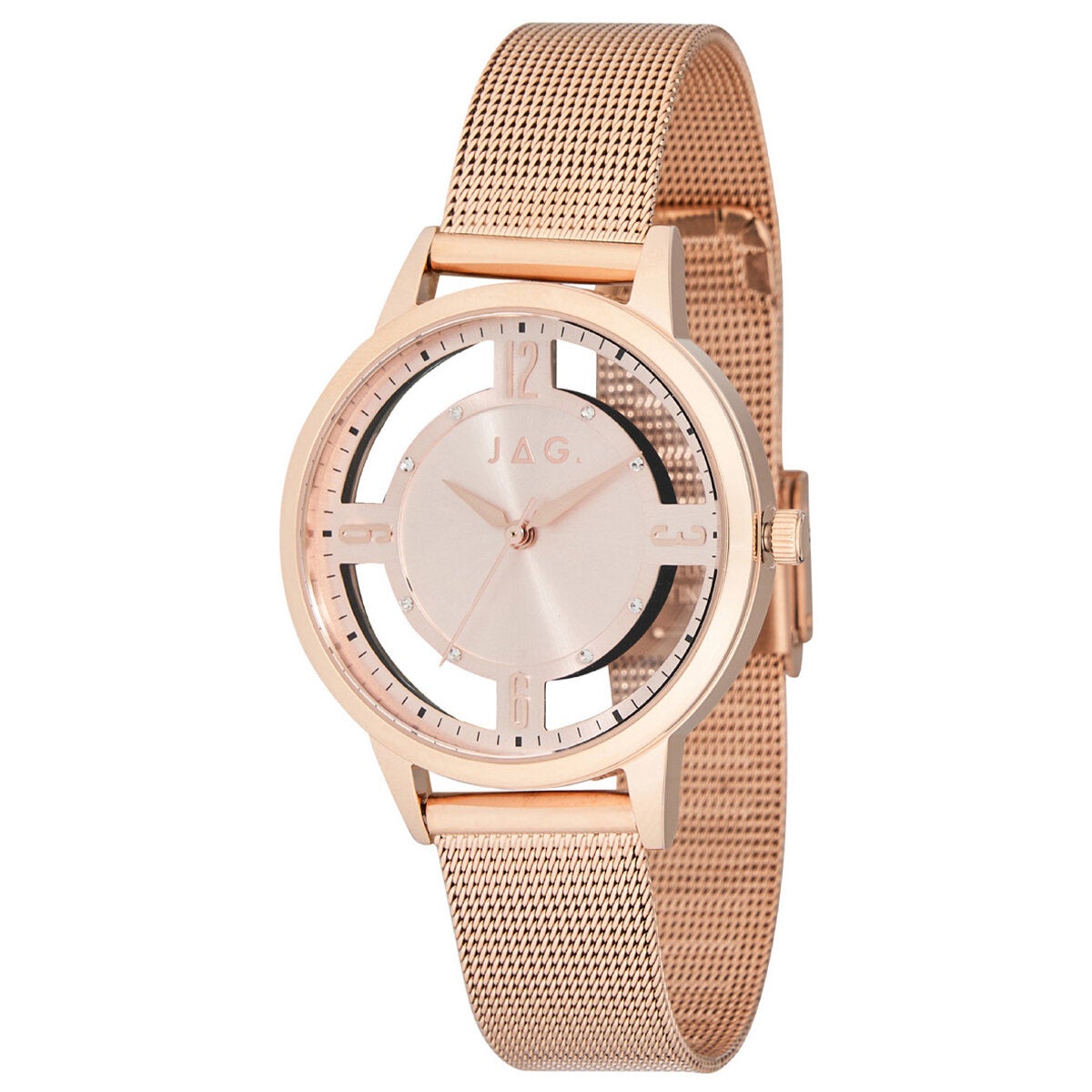 JAG Como Rose Gold Stainless Steel Mesh Bracelet Women's Watch J2704A JAG Como Rose Gold Stainless Steel Mesh Bracelet Women's Watch J2704A