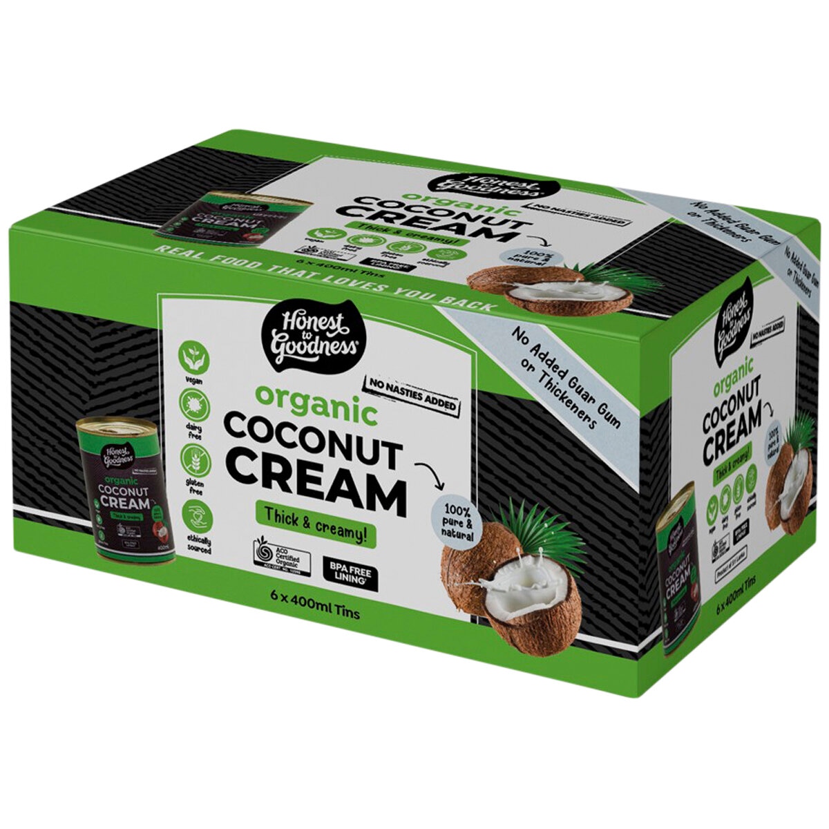Honest to Goodness Organic Coconut Cream 6x400ml