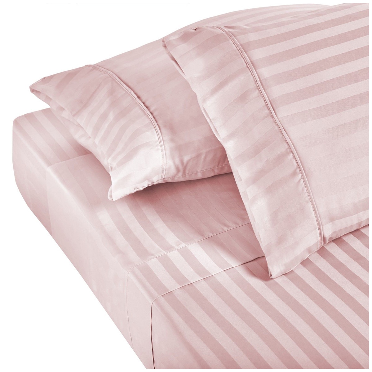 Bdirect Royal Comfort 1200 Thread Count Damask Stripe Cotton Blend Sheet Set - King - Blush