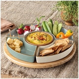 over&back Bamboo Lazy Susy With 5 Stoneware Dishes over&back Bamboo Lazy Susy With 5 Stoneware Dishes