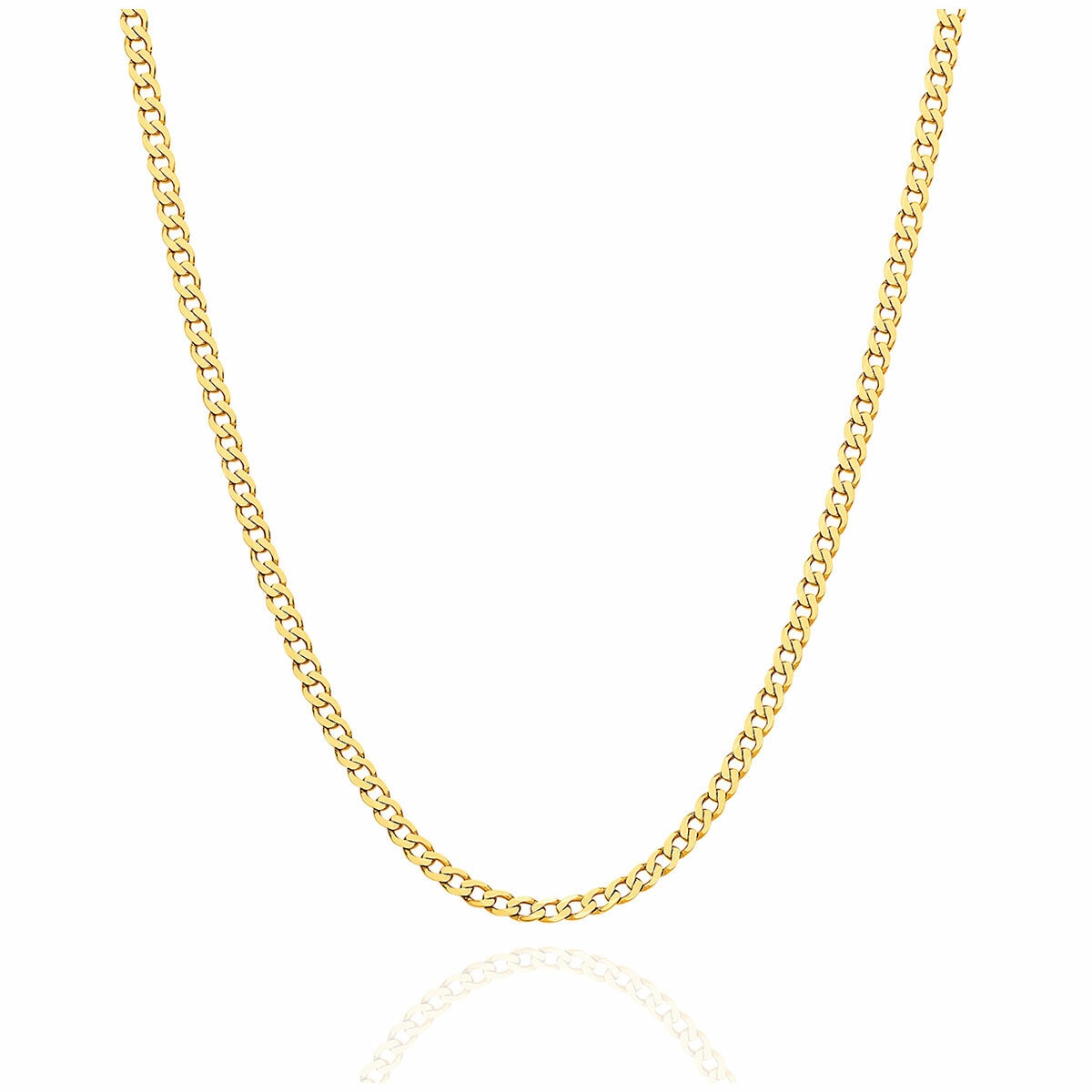 18KT Yellow Gold Diamond Cut Flat Curb Chain