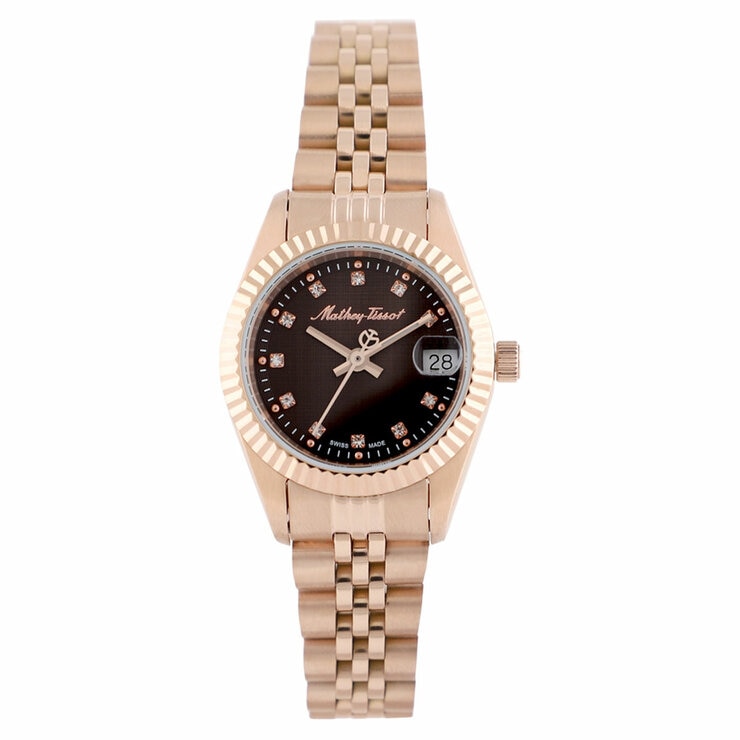 Mathey-Tissot Rose Gold Steel Brown Dial Women's Watch D710PRM Mathey-Tissot Rose Gold Steel Brown Dial Women's Watch D710PRM