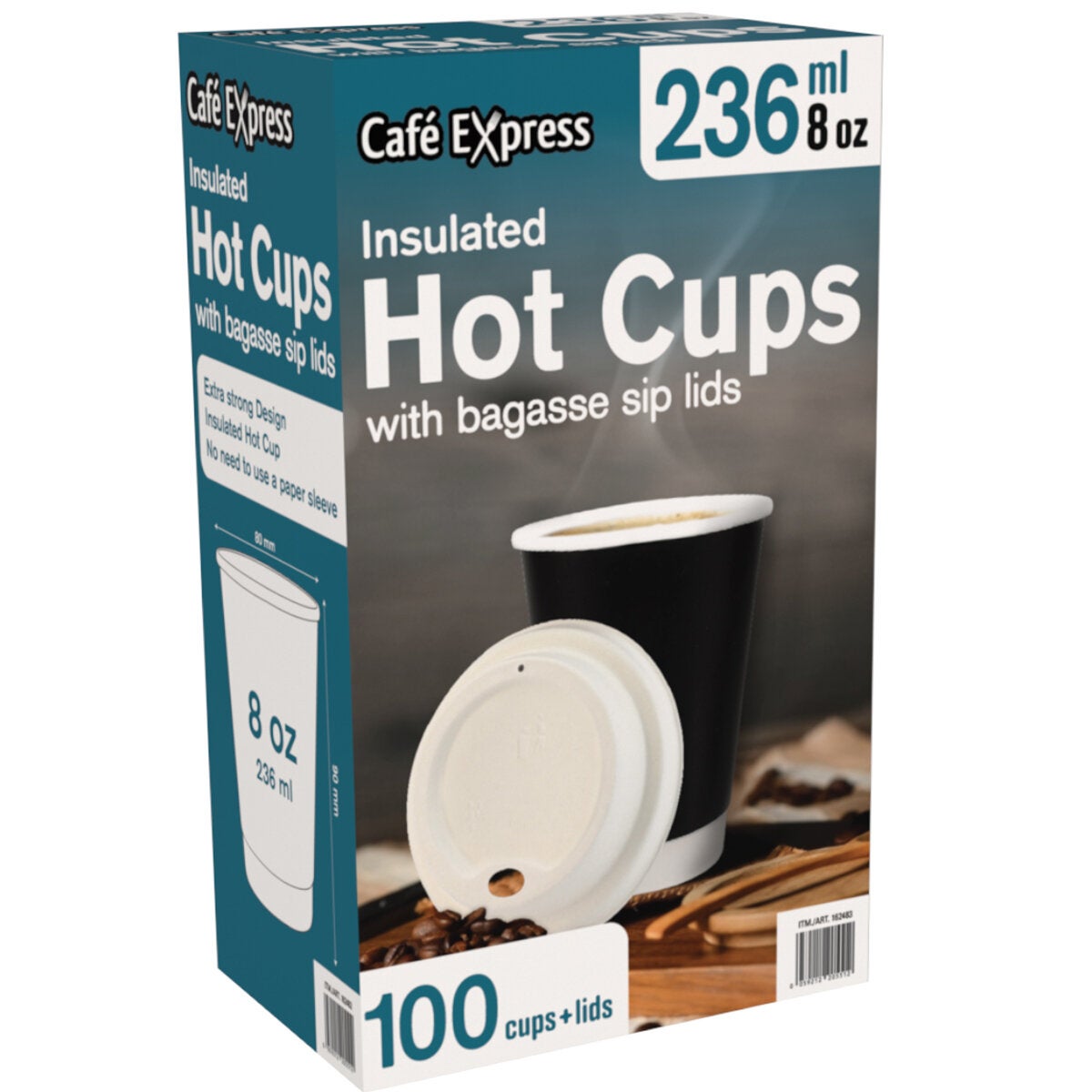 Cafe Express Double Wall Hot Cup & Lid 236ml 100 Pack