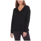 Kirkland Signature Womens LS Vneck Top - Black