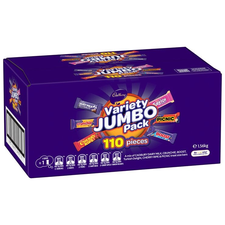 Cadbury Variety Jumbo Pack 110 Pieces 1.56kg Cadbury Variety Jumbo Pack 110 Pieces 1.56kg