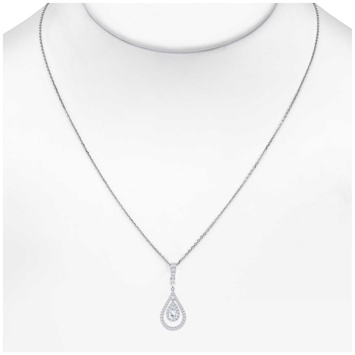 18KT White Gold 0.85ctw Diamond Teardrop Pendant