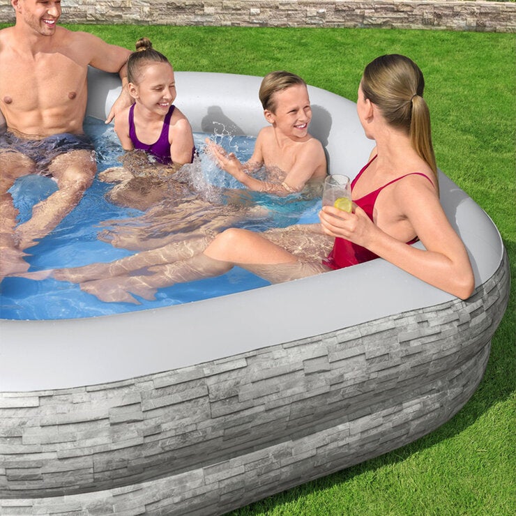 Bestway TruPrint Stone Inflatable 2.13 m x 2.06 m x 53 cm Family Pool Bestway TruPrint Stone Inflatable 2.13 m x 2.06 m x 53 cm Family Pool