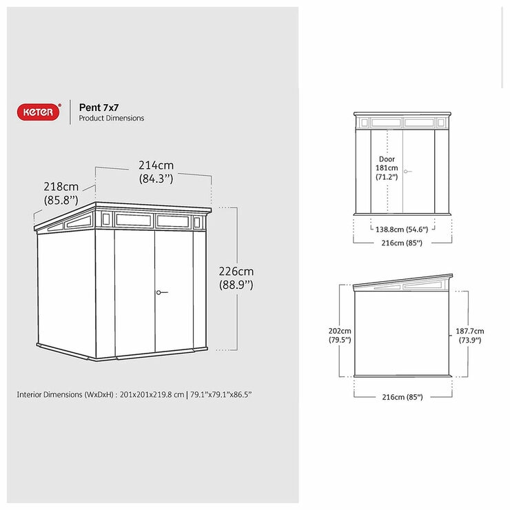 Keter Signature Pent Shed 2.2M x 2.2M