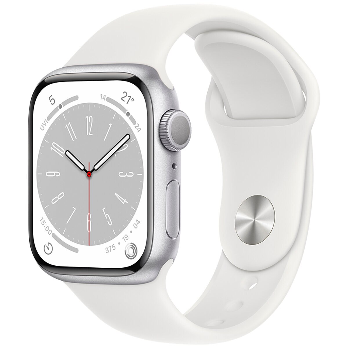 Apple Watch Series 8 GPS 41mm Silver Aluminium Case with White Sport Band