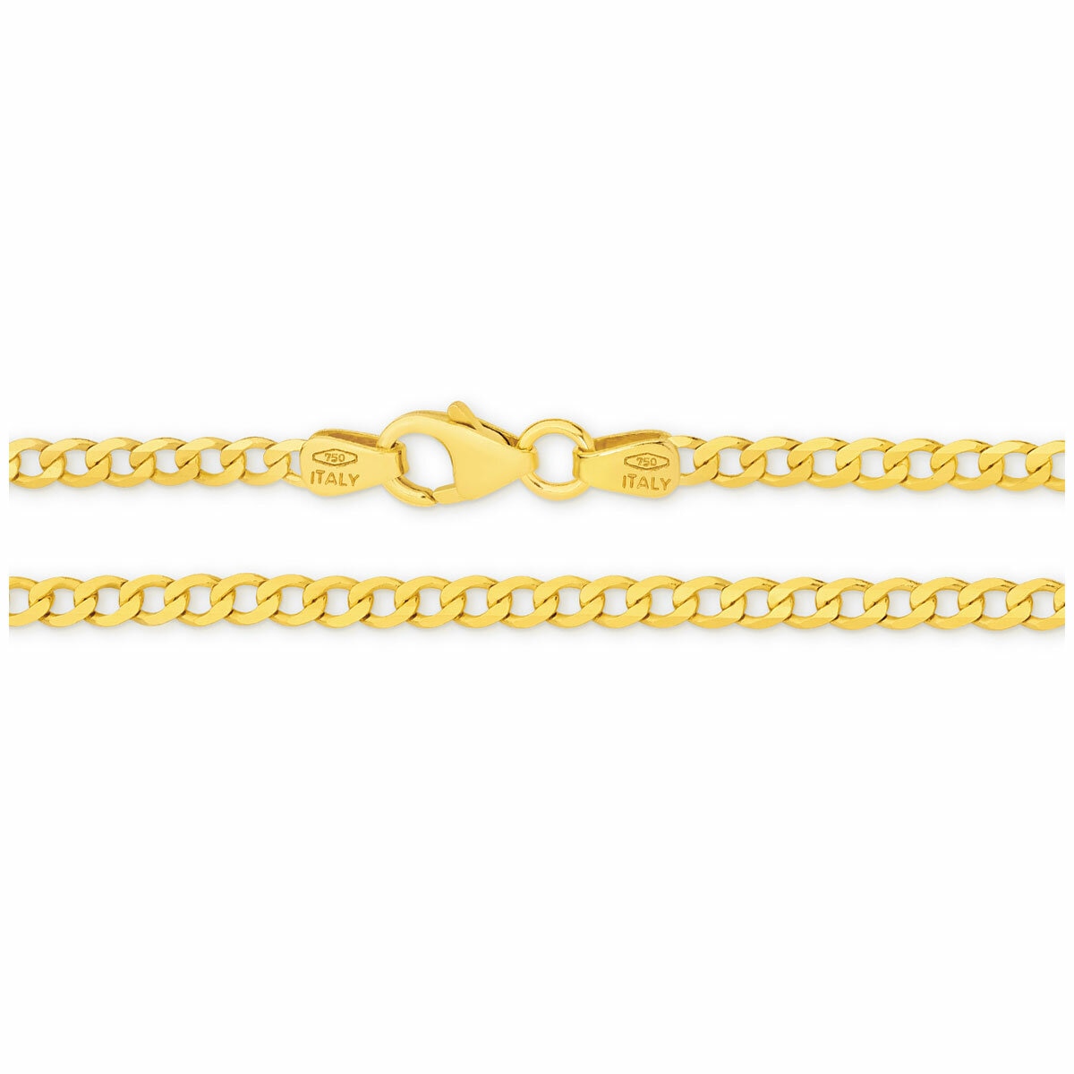 18KT Yellow Gold Diamond Cut Flat Curb Chain