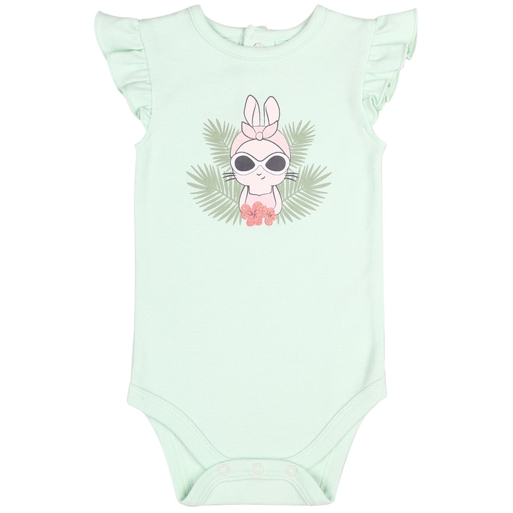 Peanut Shell 2pc Baby Set - Green Onsie/Print Skirt