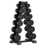Centr 4 - 14 kg Rubber 12-Sided Dumbbell Set with A-Frame Rack