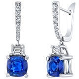 18K White Gold Diamond Earring With Blue Sapphire